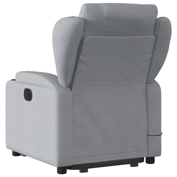 vidaXL Elektrisk massagefåtölj med uppresningshjälp ljusgrå tyg