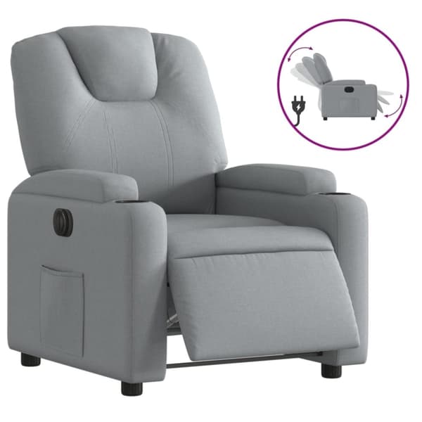 vidaXL Elektrisk reclinerfåtölj ljusgrå tyg