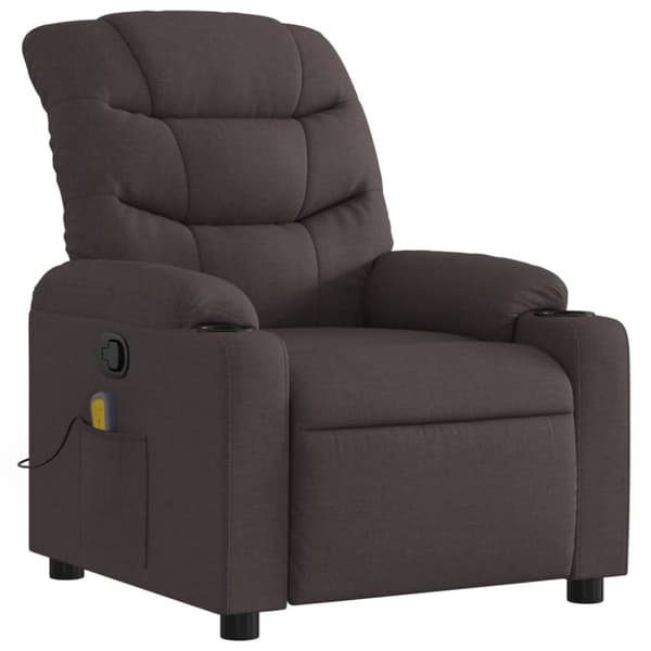 vidaXL Massagefåtölj mörkbrun tyg
