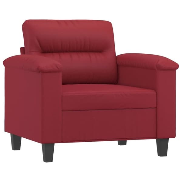 vidaXL Fåtölj med fotpall vinröd 60 cm Konstläder