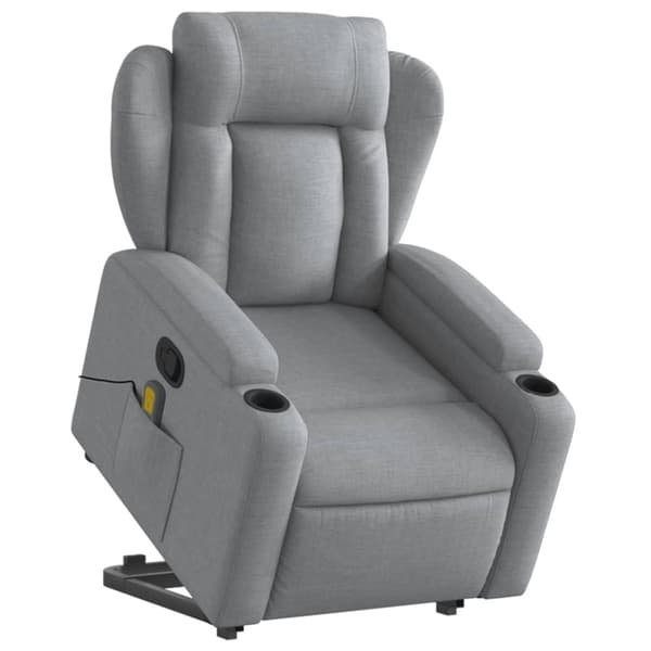 vidaXL Massagefåtölj med uppresningshjälp ljusgrå tyg
