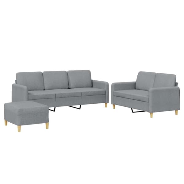 vidaXL sofasæt 3 dele med hynder stof lysegrå