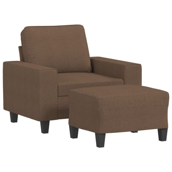 vidaXL Fåtölj med fotpall Brun 60 cm tyg