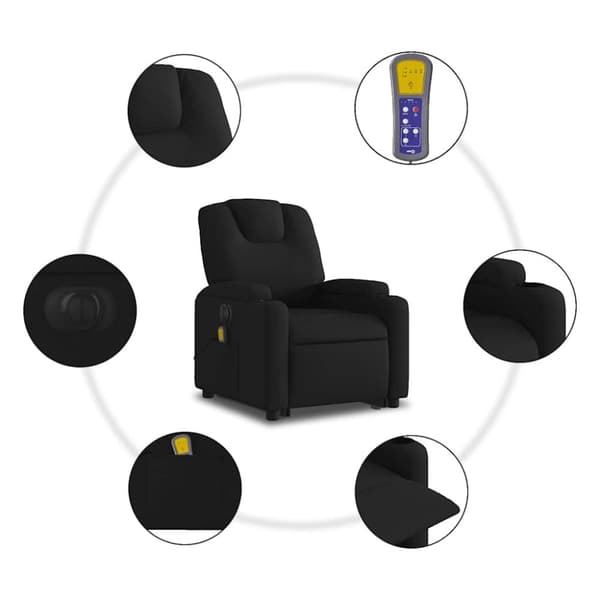 vidaXL elektrisk massagestol med løftefunktion stof sort