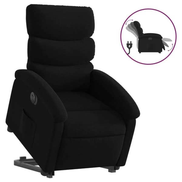 vidaXL Elektrisk reclinerfåtölj med uppresningshjälp svart tyg