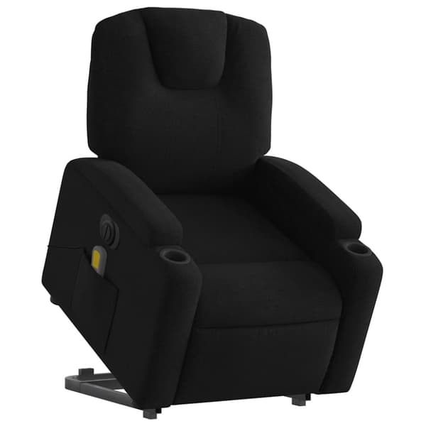 vidaXL Elektrisk massagefåtölj med uppresningshjälp svart tyg