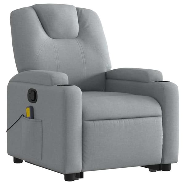 vidaXL Massagefåtölj med uppresningshjälp ljusgrå tyg