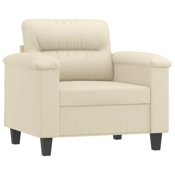 vidaXL Fåtölj med fotpall gräddvit 60 cm konstläder