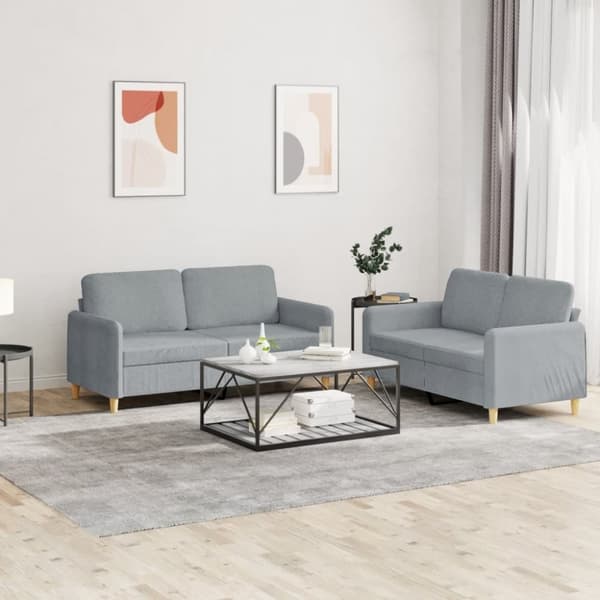 vidaXL sofasæt 2 dele med hynder stof lysegrå