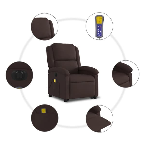 vidaXL elektrisk massagestol med løftefunktion stof mørkebrun