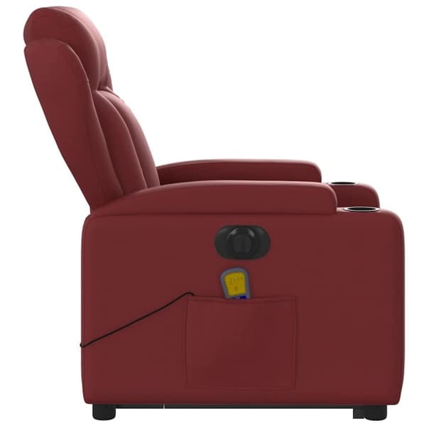 vidaXL massagestol med løftefunktion kunstlæder vinrød