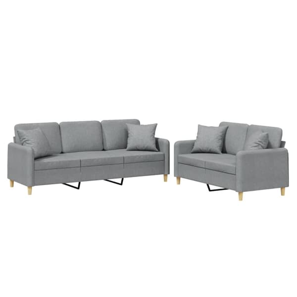 vidaXL sofasæt 2 dele med puder stof lysegrå