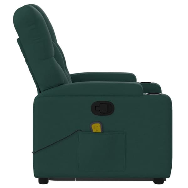 vidaXL Massagefåtölj med uppresningshjälp mörkgrön tyg