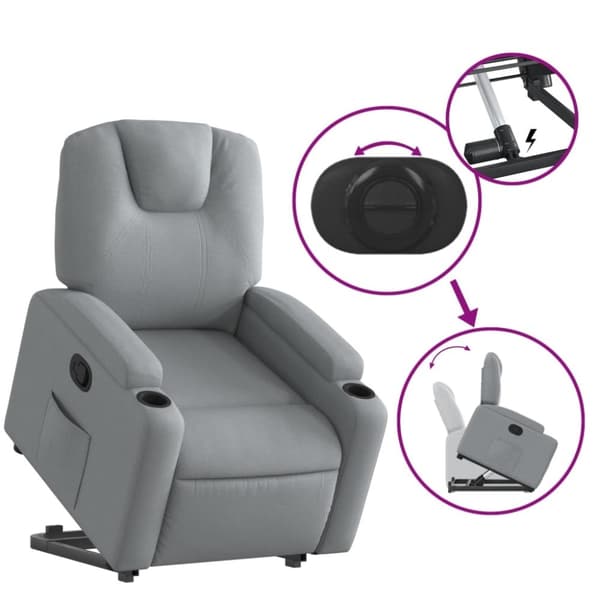 vidaXL Reclinerfåtölj med uppresningshjälp ljusgrå tyg