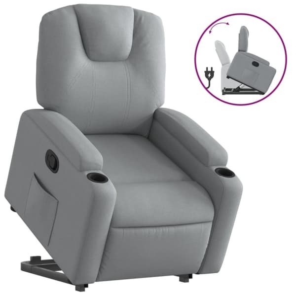 vidaXL Reclinerfåtölj med uppresningshjälp ljusgrå tyg