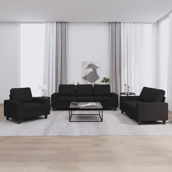 vidaXL sofasæt 3 dele stof sort