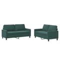 Miniatyrbillede 1 af 6: vidaXL sofasæt 2 dele med hynder velour mørkegrøn