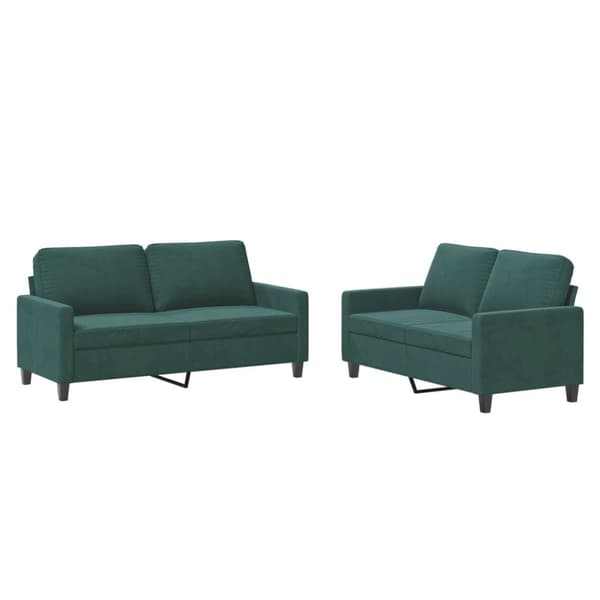 vidaXL sofasæt 2 dele med hynder velour mørkegrøn