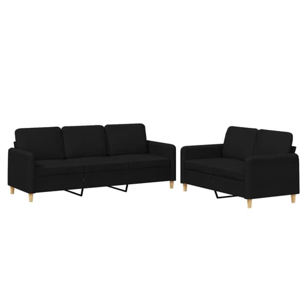vidaXL sofasæt 2 dele med hynder stof sort
