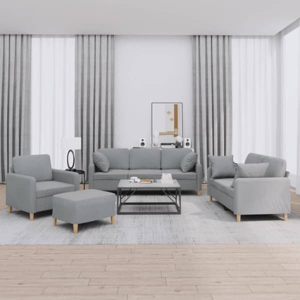 vidaXL sofasæt 4 dele med puder stof lysegrå