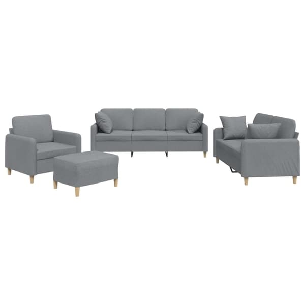 vidaXL sofasæt 4 dele med puder stof lysegrå