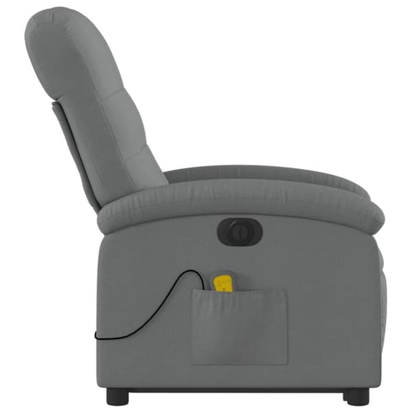 vidaXL Elektrisk massagefåtölj med uppresningshjälp mörkgrå tyg