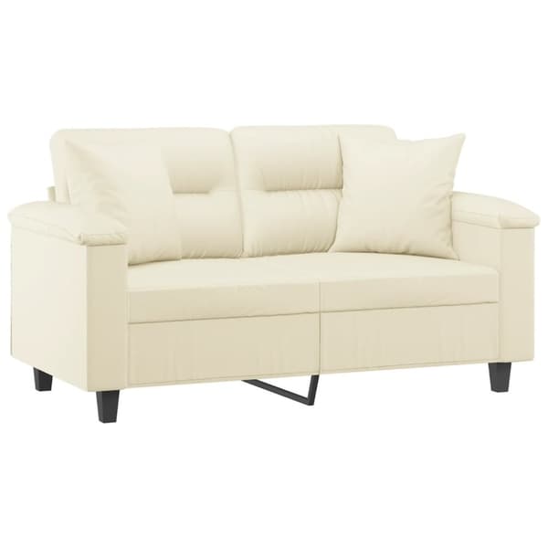 vidaXL 2-personers sofa med pyntepuder 120 cm kunstlæder cremefarvet