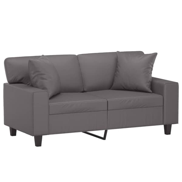 vidaXL 2-sits soffa med prydnadskuddar grå 120 cm konstläder