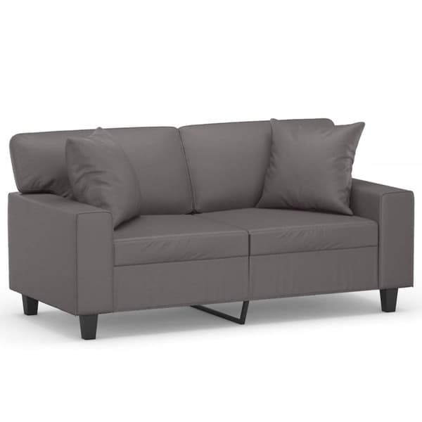 vidaXL 2-sits soffa med prydnadskuddar grå 120 cm konstläder