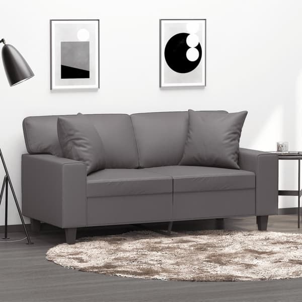 vidaXL 2-sits soffa med prydnadskuddar grå 120 cm konstläder