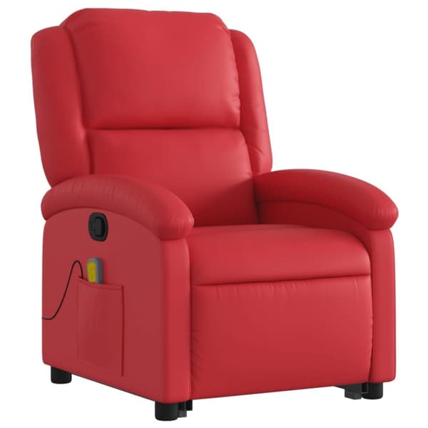 vidaXL Massagefåtölj med uppresningshjälp röd konstläder