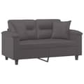 Miniatyrbillede 3 af 8: vidaXL 2-personers sofa med pyntepuder 120 cm kunstlæder grå