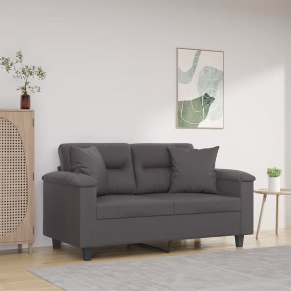 vidaXL 2-personers sofa med pyntepuder 120 cm kunstlæder grå