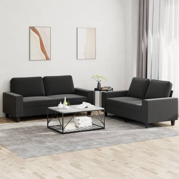vidaXL Soffgrupp 2 delar svart tyg