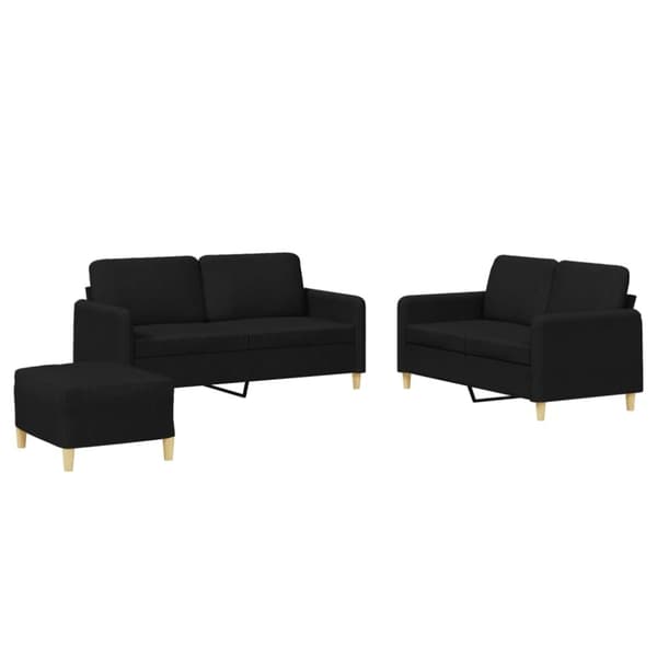 vidaXL sofasæt 3 dele med hynder stof sort