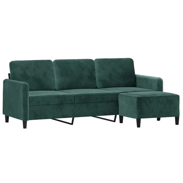 vidaXL 3-personers sofa med fodskammel 180 cm velour Mørkegrøn