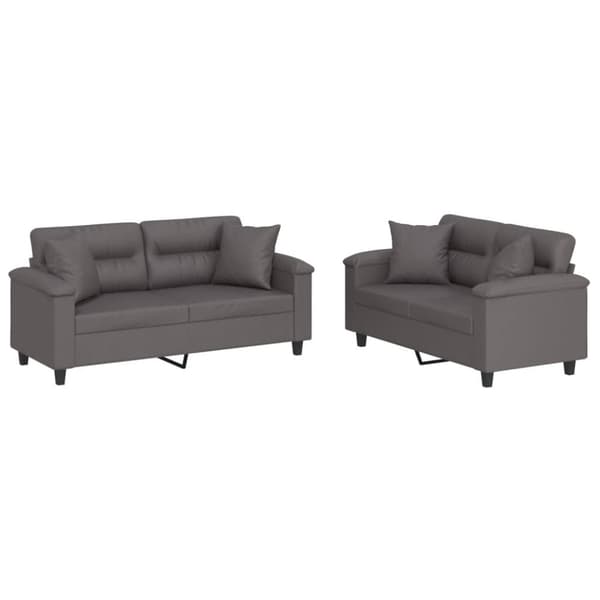 vidaXL sofasæt 2 dele med puder kunstlæder grå