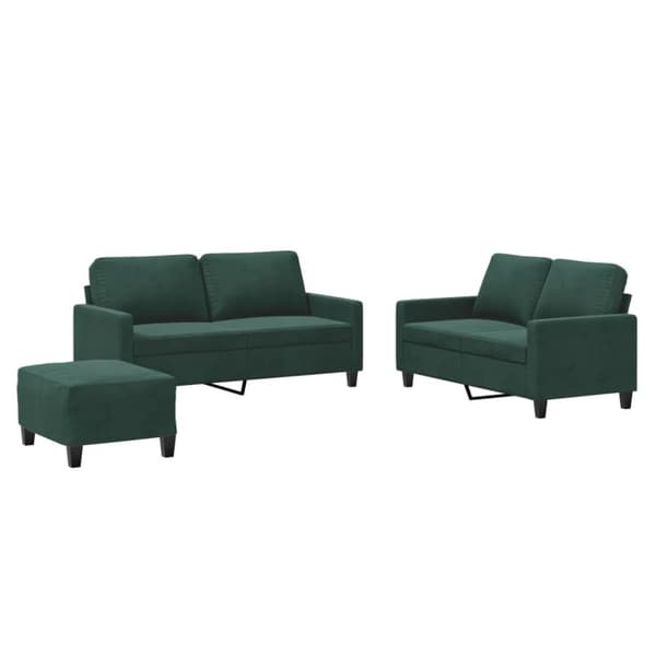 vidaXL sofasæt 3 dele med hynder velour mørkegrøn