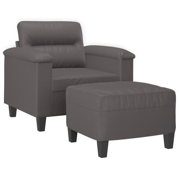vidaXL Fåtölj med fotpall grå 60 cm konstläder