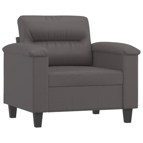 vidaXL Fåtölj med fotpall grå 60 cm konstläder