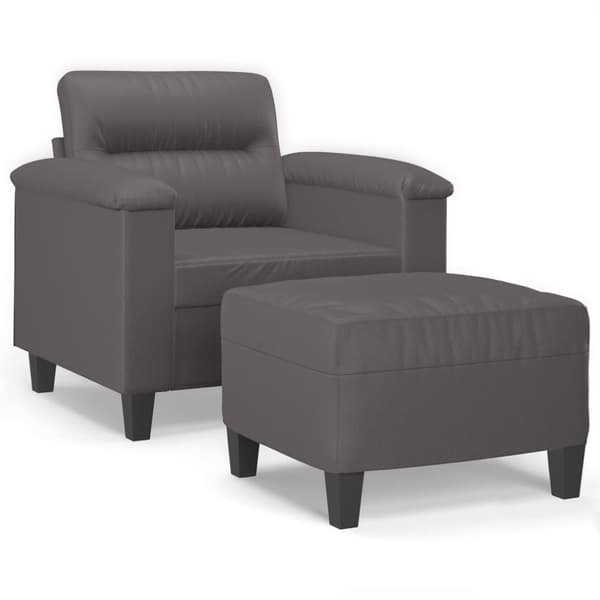 vidaXL Fåtölj med fotpall grå 60 cm konstläder