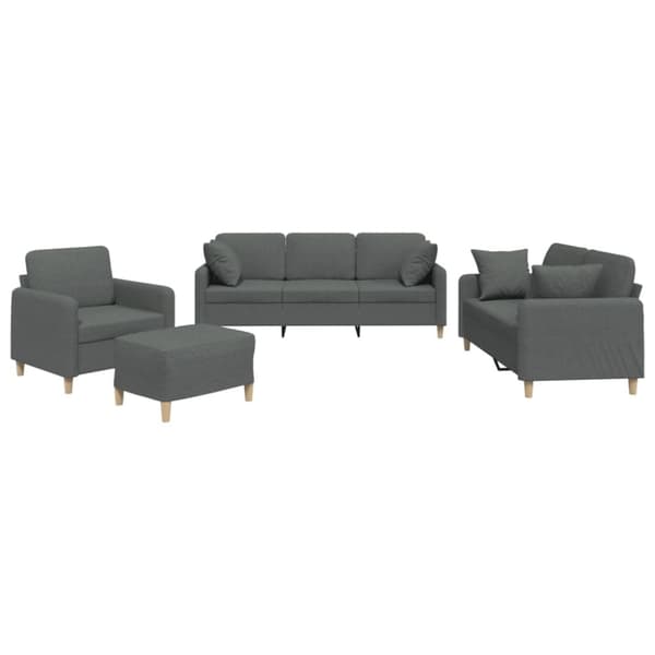 vidaXL sofasæt 4 dele med puder stof mørkegrå