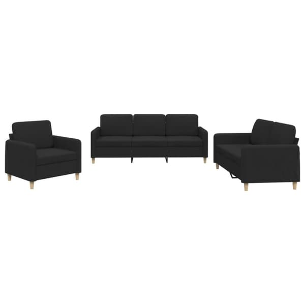 vidaXL sofasæt 3 dele med hynder stof sort