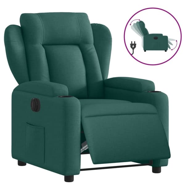 vidaXL Elektrisk reclinerfåtölj mörkgrön tyg