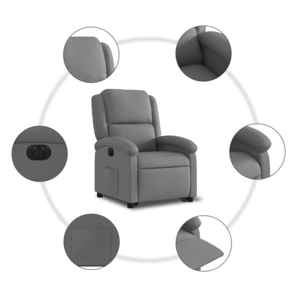vidaXL Elektrisk reclinerfåtölj med uppresningshjälp mörkgrå tyg