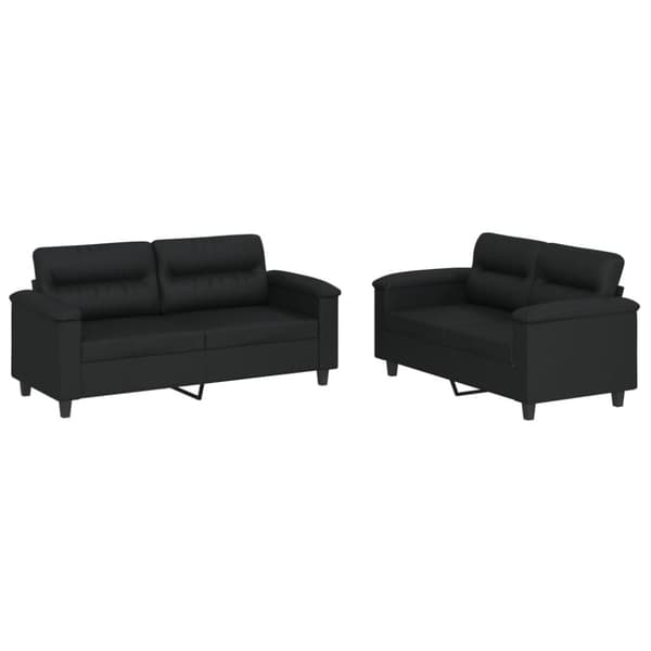vidaXL sofasæt 2 dele med hynder kunstlæder sort