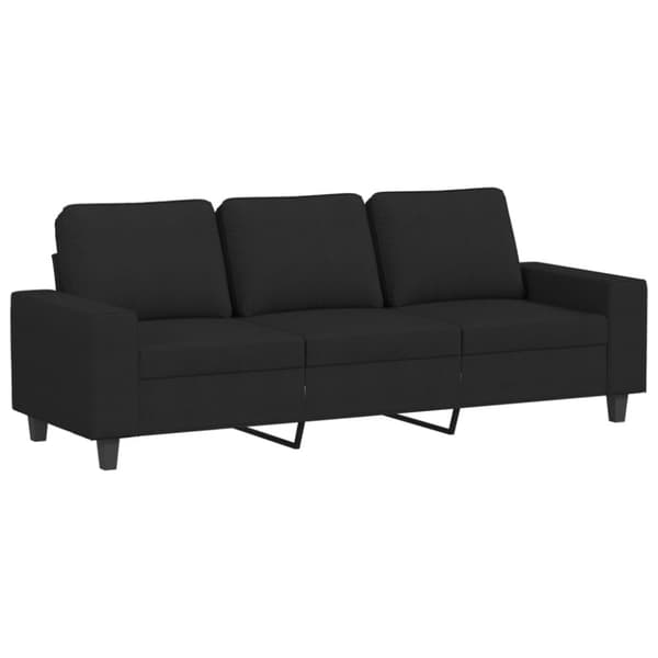 vidaXL 3-sitssoffa med fotpall Svart 180 cm tyg