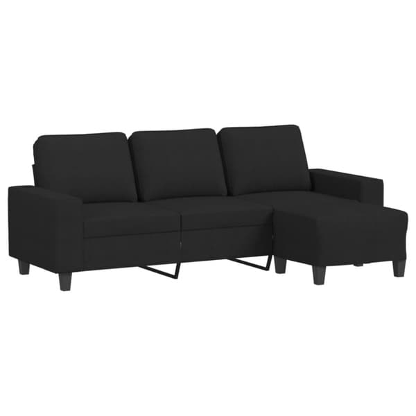 vidaXL 3-sitssoffa med fotpall Svart 180 cm tyg