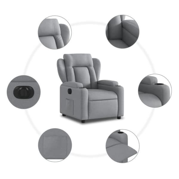 vidaXL Elektrisk reclinerfåtölj ljusgrå tyg