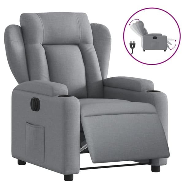 vidaXL Elektrisk reclinerfåtölj ljusgrå tyg